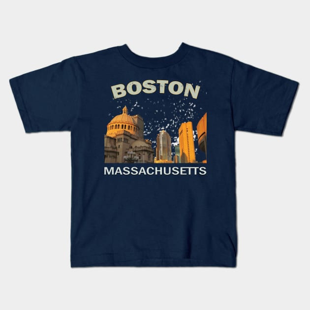 Boston Massachusetts Kids T-Shirt by TeeText